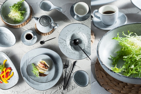 Set Makan Malam Porselin Warna Hijau